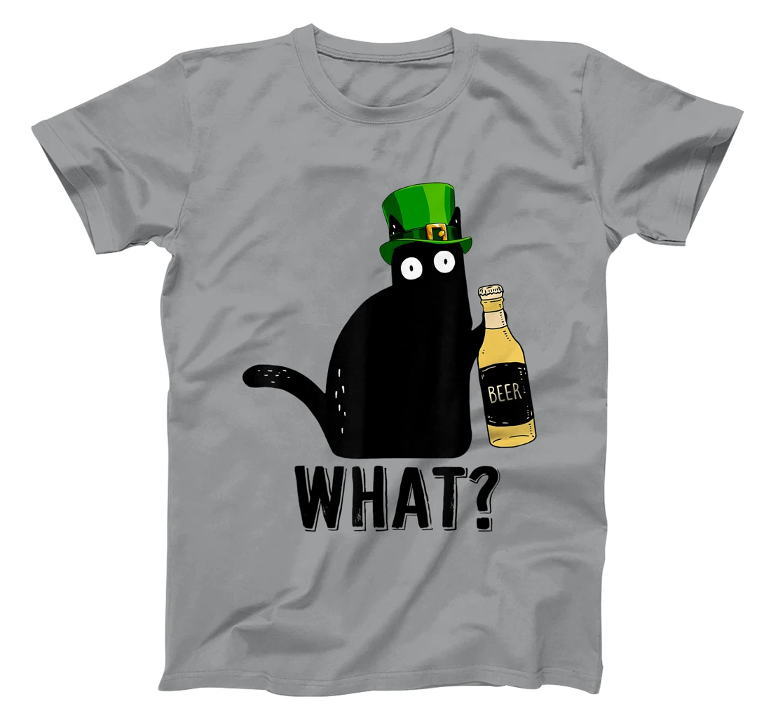 Womens Funny Black Cat St Patricks Day Shirt Pattys Day Cat What T-Shirt, Women T-Shirt