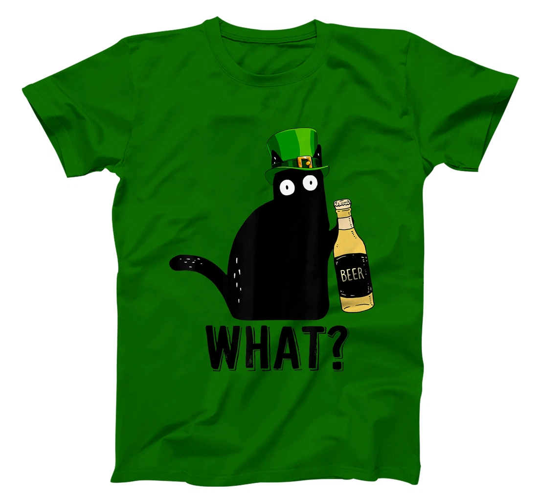 Womens Funny Black Cat St Patricks Day Shirt Pattys Day Cat What T-Shirt, Women T-Shirt
