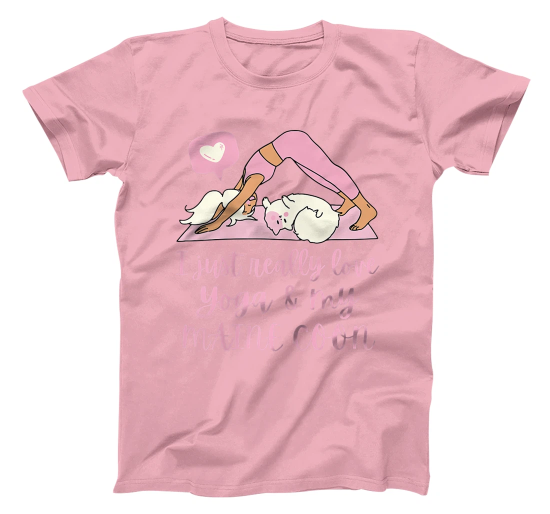 Womens I Just Really Love Yoga And My Maine Coon Cat T-Shirt, Women T-Shirt
