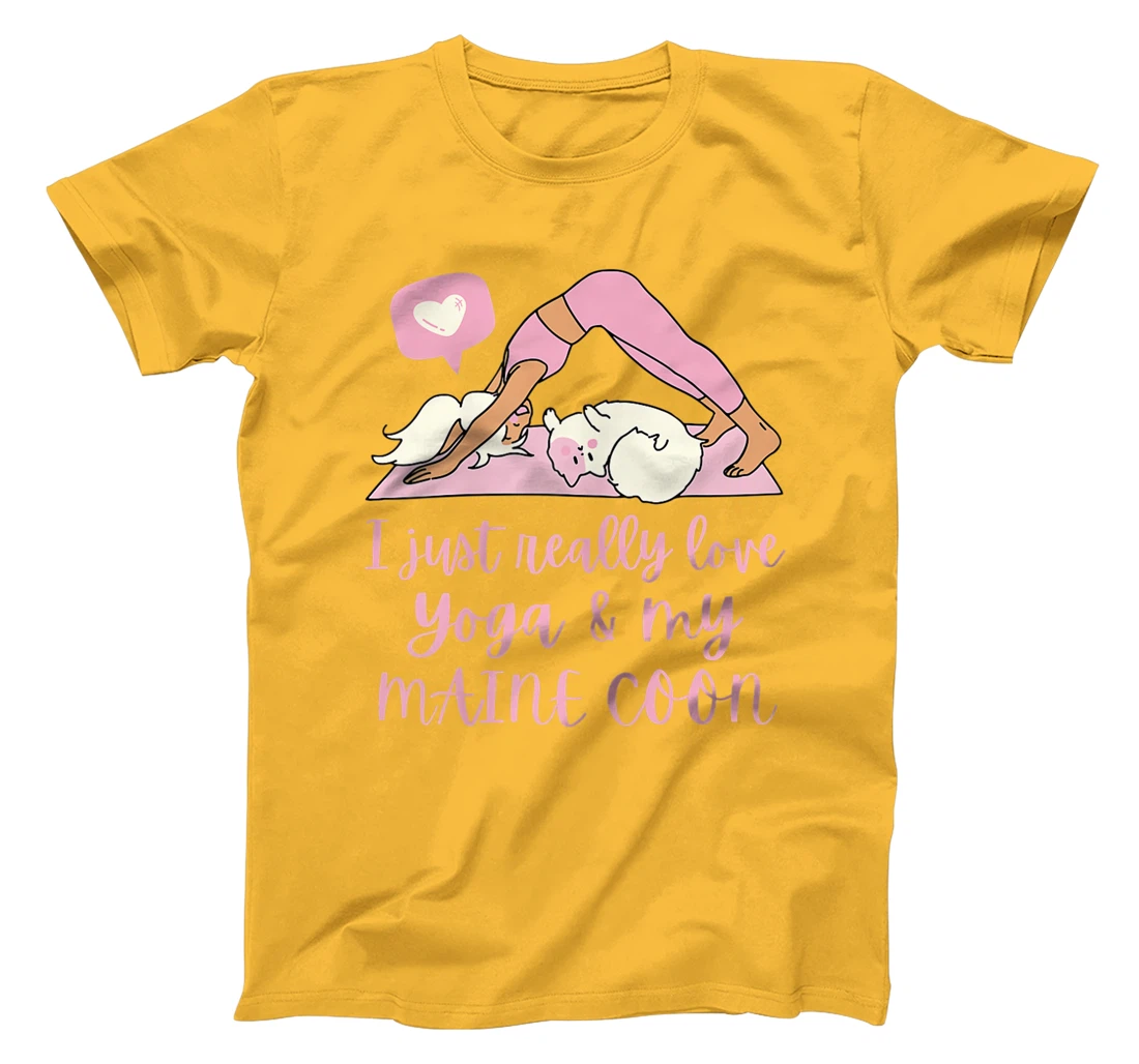 Womens I Just Really Love Yoga And My Maine Coon Cat T-Shirt, Women T-Shirt