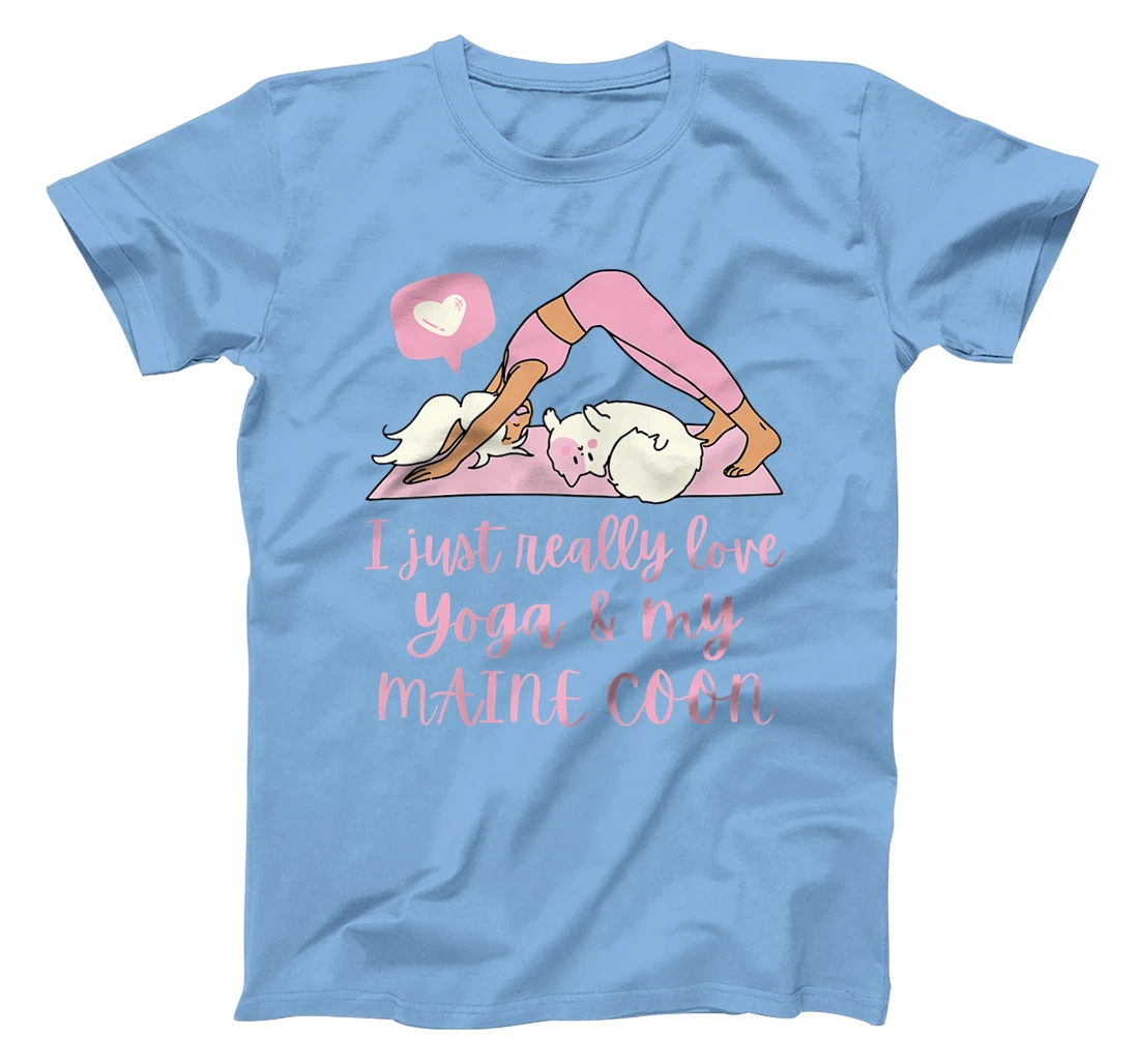 Womens I Just Really Love Yoga And My Maine Coon Cat T-Shirt, Women T-Shirt