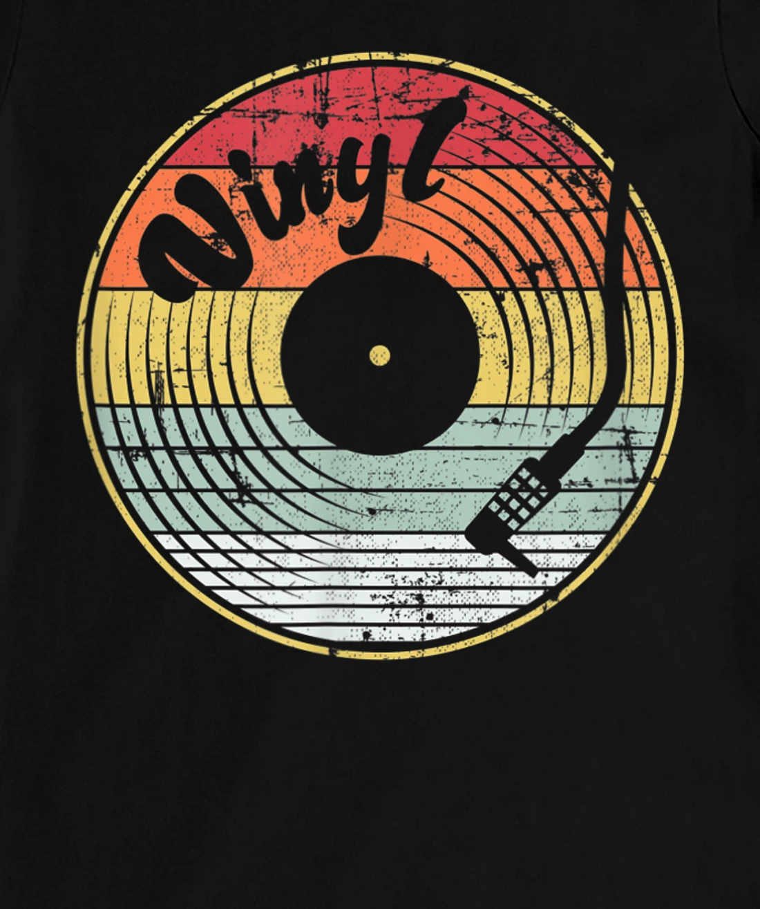 Audio Vinyl Record Retro Grunge Distressed Men Women Teens T-Shirt, Women T-Shirt