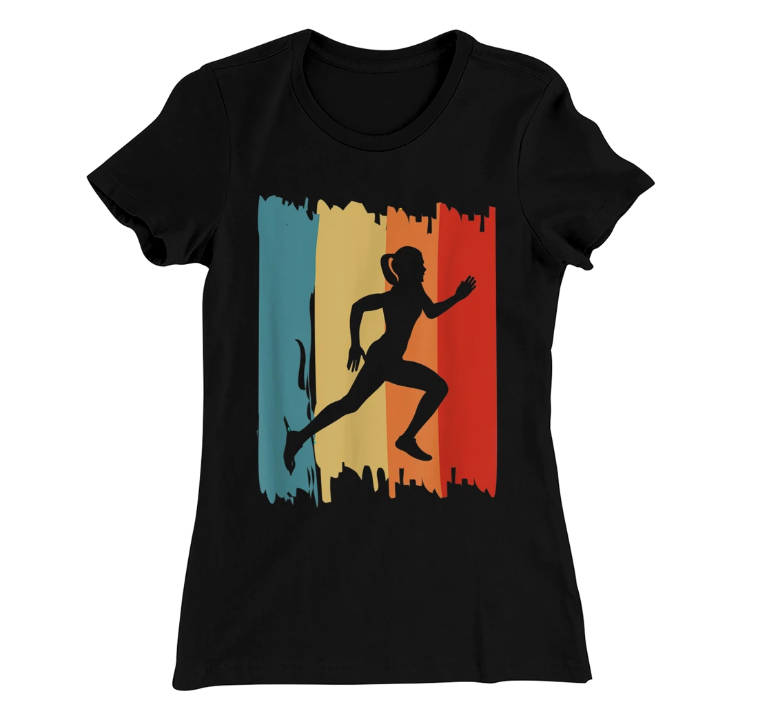 Runner's Silhouette Retro Vintage Running Lovers Costume T-Shirt, Women T-Shirt
