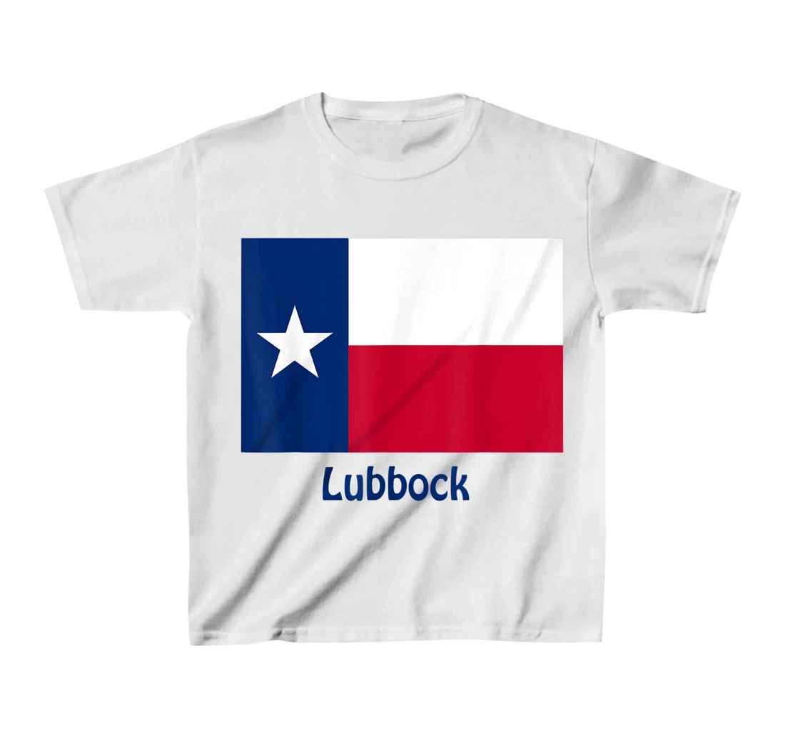 Womens Lubbock Texas USA Flag Souvenir T-Shirt, Kid T-Shirt and Women T-Shirt