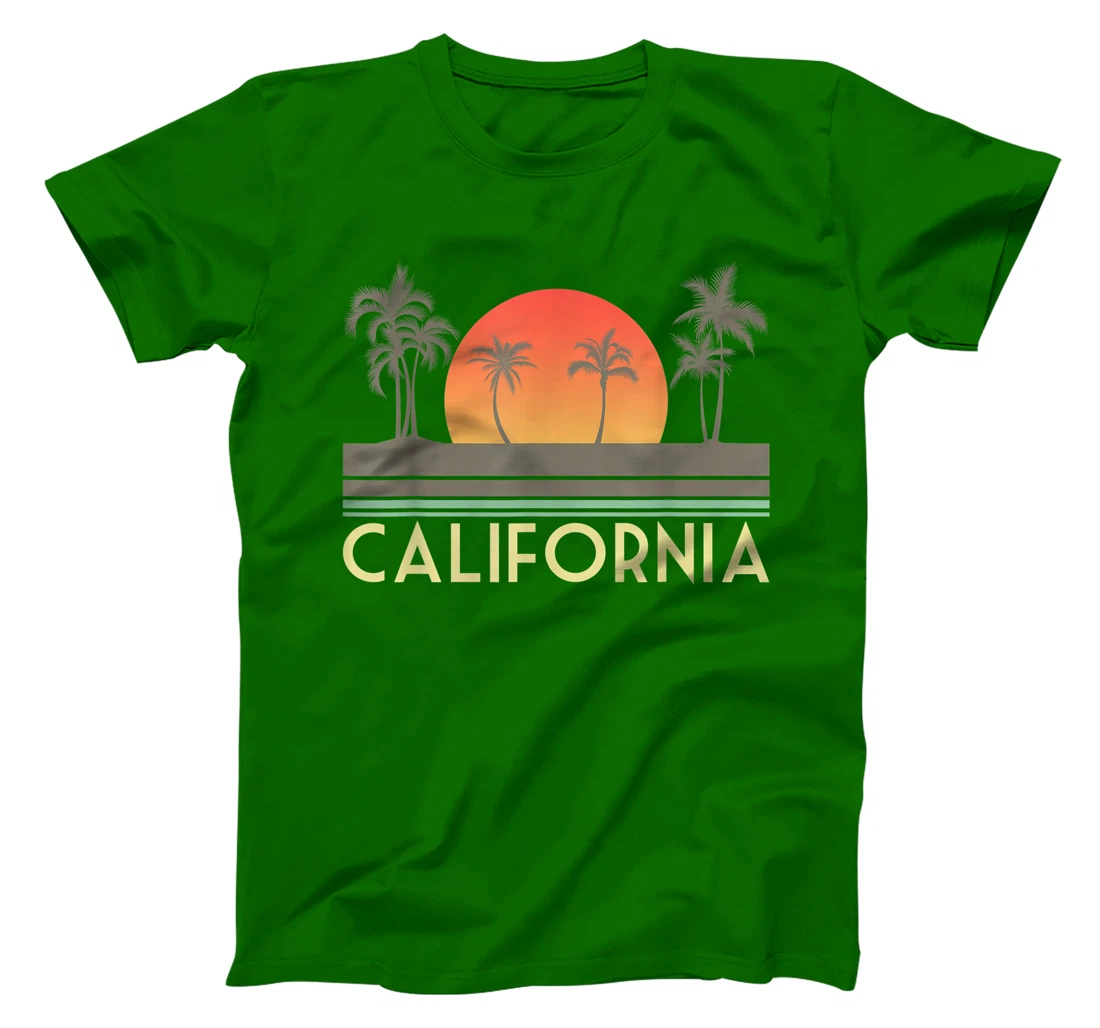 Womens Sunset Palm Trees Cali Summer Vacation Retro California T-Shirt, Kid T-Shirt and Women T-Shirt