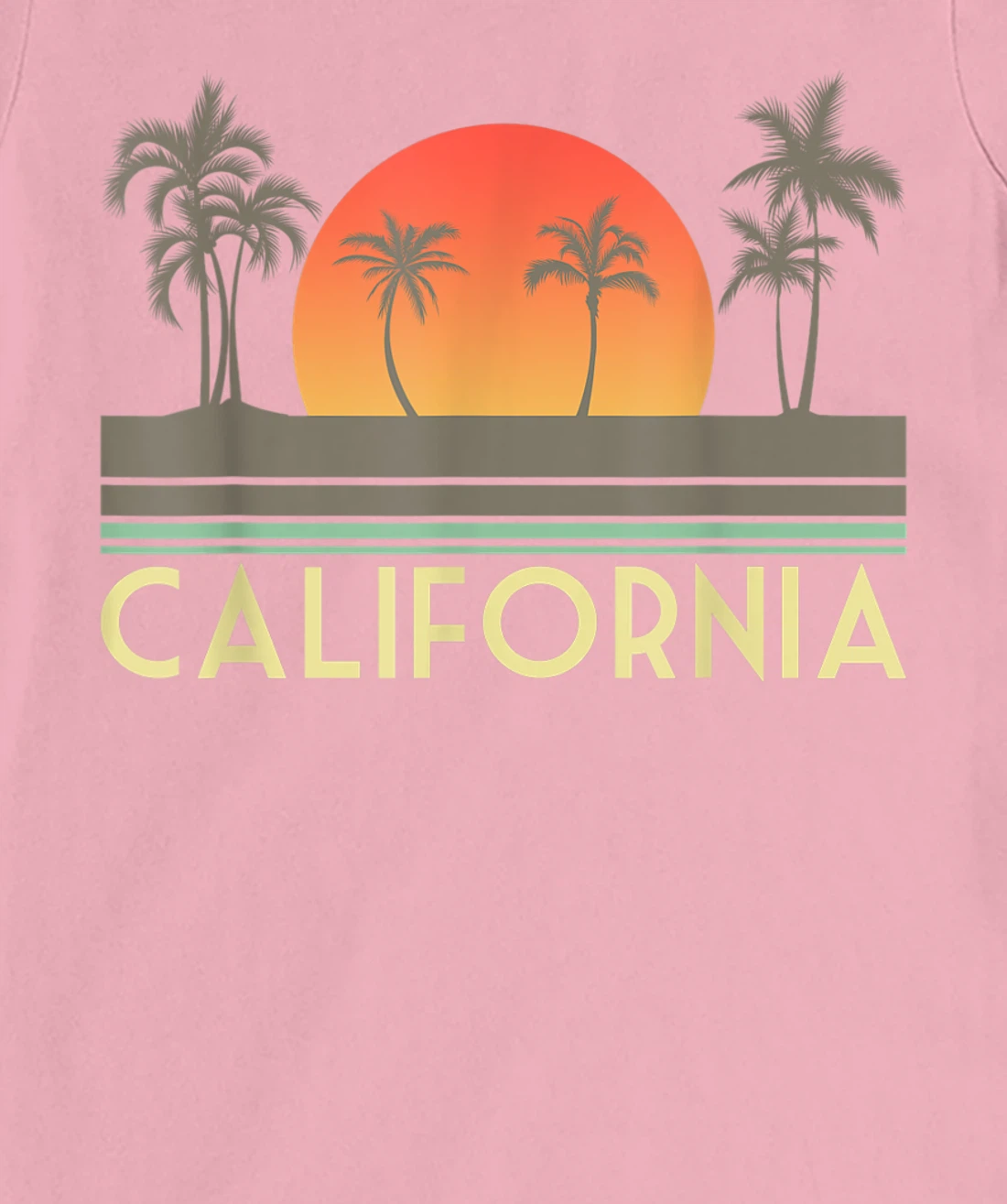 Womens Sunset Palm Trees Cali Summer Vacation Retro California T-Shirt, Kid T-Shirt and Women T-Shirt