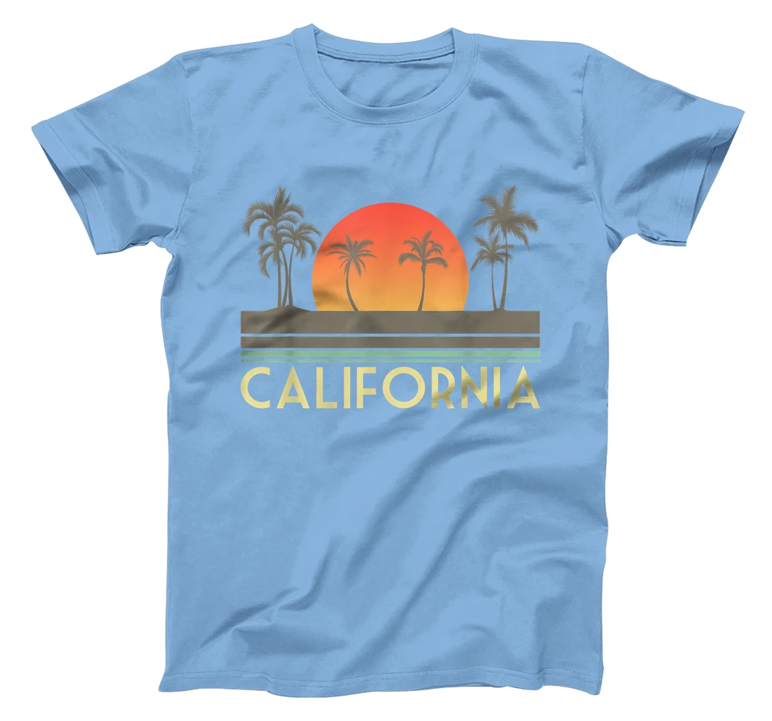 Womens Sunset Palm Trees Cali Summer Vacation Retro California T-Shirt, Kid T-Shirt and Women T-Shirt