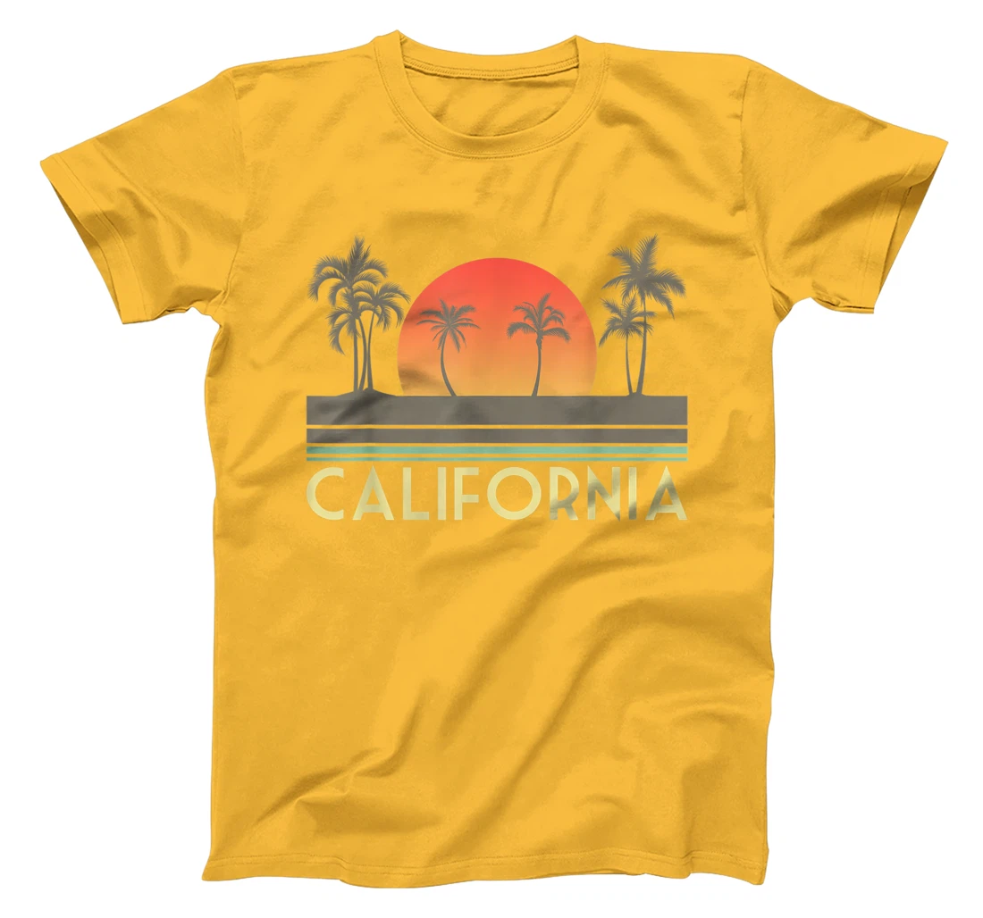Womens Sunset Palm Trees Cali Summer Vacation Retro California T-Shirt, Kid T-Shirt and Women T-Shirt