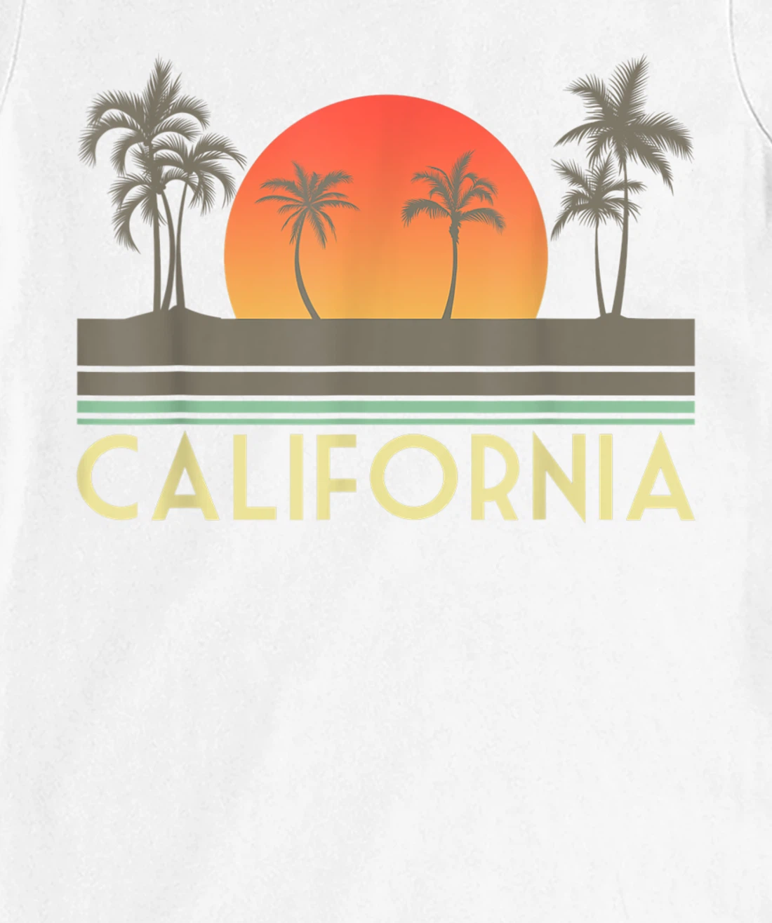 Womens Sunset Palm Trees Cali Summer Vacation Retro California T-Shirt, Kid T-Shirt and Women T-Shirt