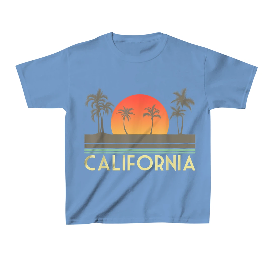 Womens Sunset Palm Trees Cali Summer Vacation Retro California T-Shirt, Kid T-Shirt and Women T-Shirt