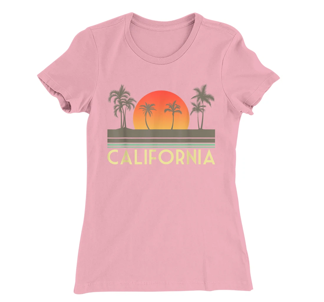 Womens Sunset Palm Trees Cali Summer Vacation Retro California T-Shirt, Kid T-Shirt and Women T-Shirt