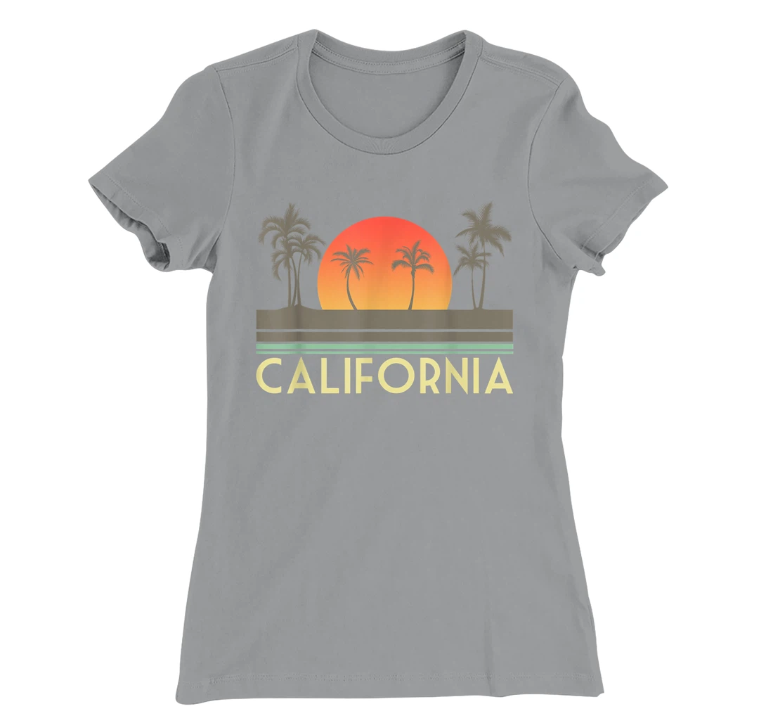Womens Sunset Palm Trees Cali Summer Vacation Retro California T-Shirt, Kid T-Shirt and Women T-Shirt