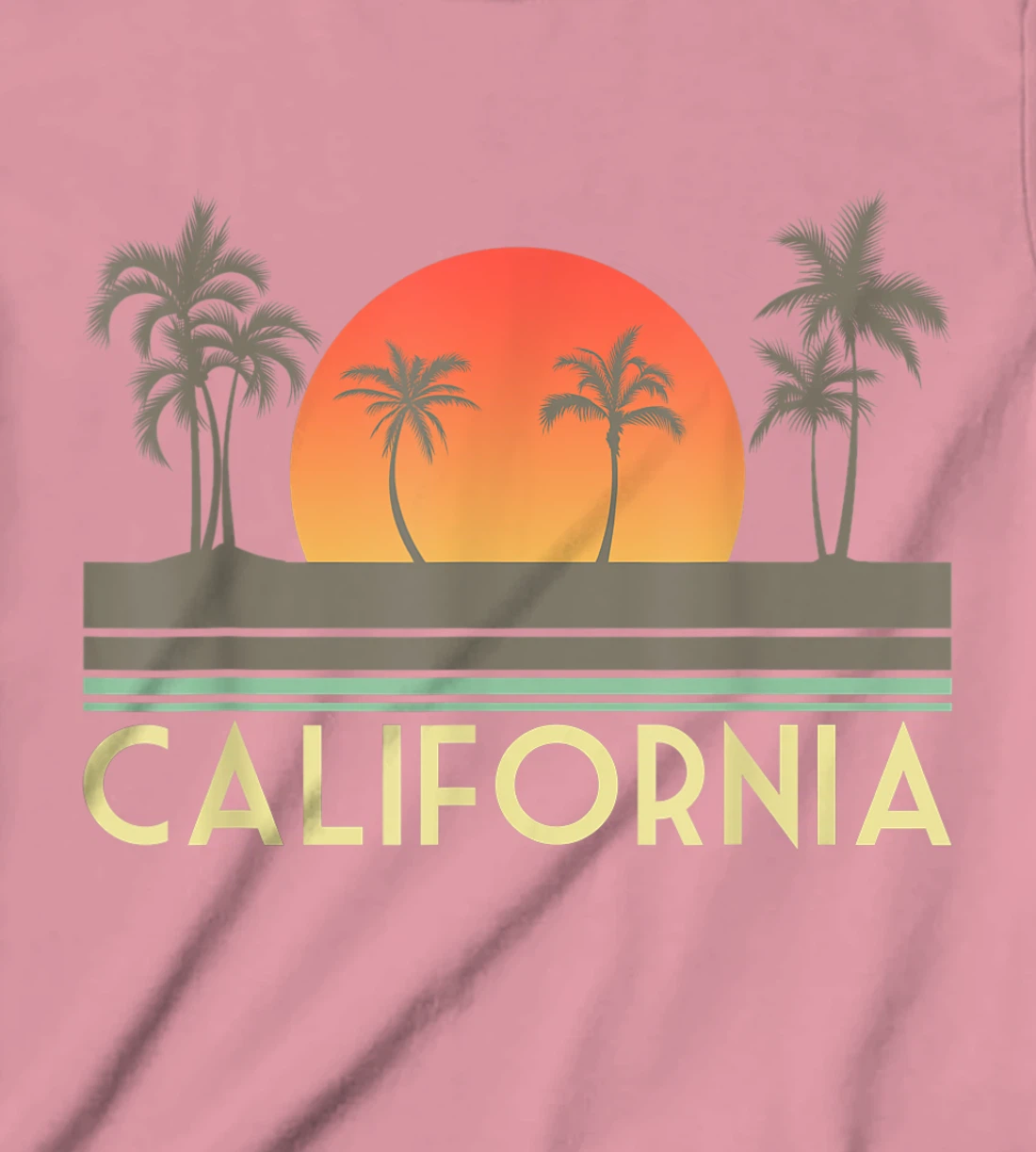 Womens Sunset Palm Trees Cali Summer Vacation Retro California T-Shirt, Kid T-Shirt and Women T-Shirt