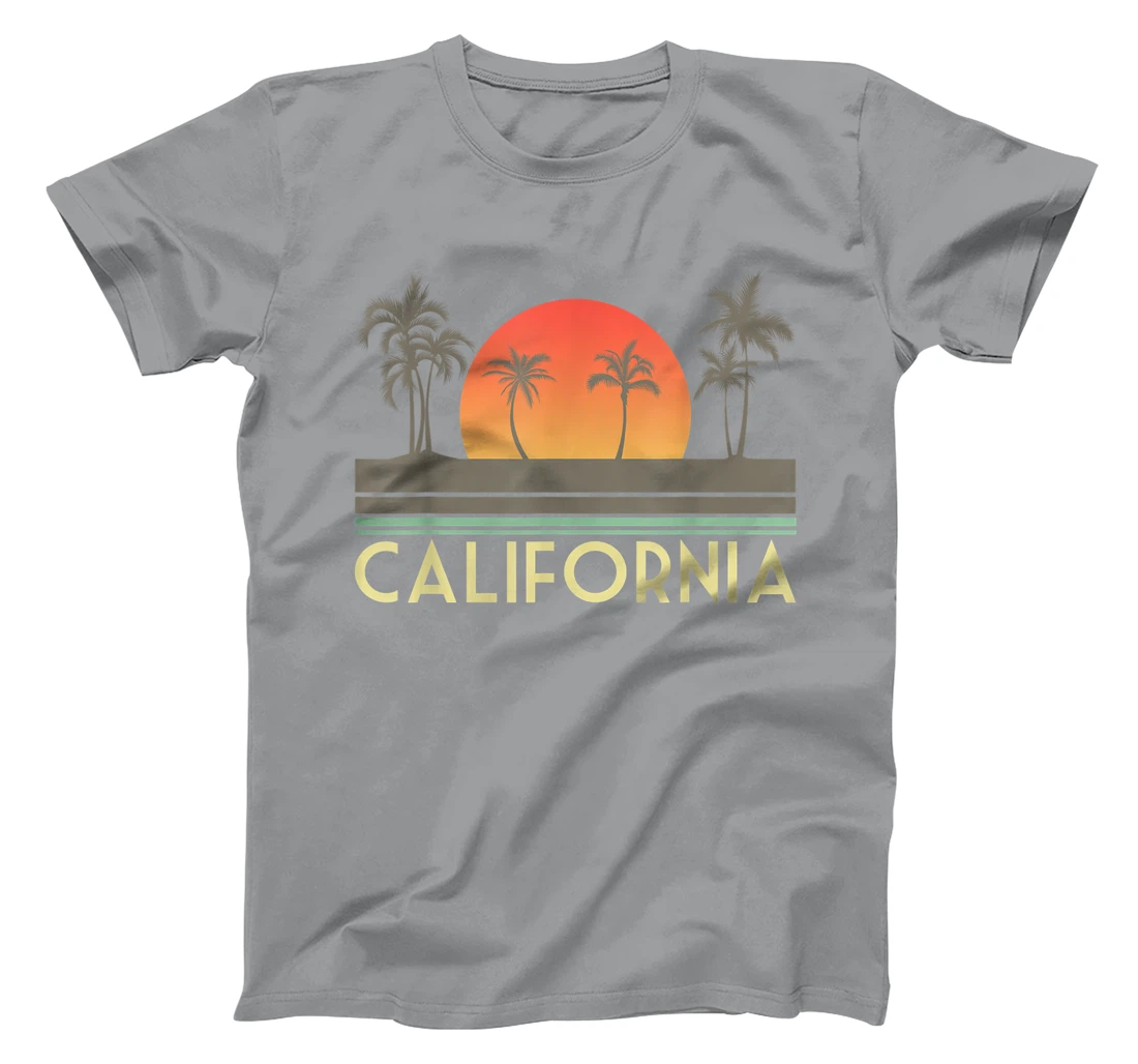 Womens Sunset Palm Trees Cali Summer Vacation Retro California T-Shirt, Kid T-Shirt and Women T-Shirt