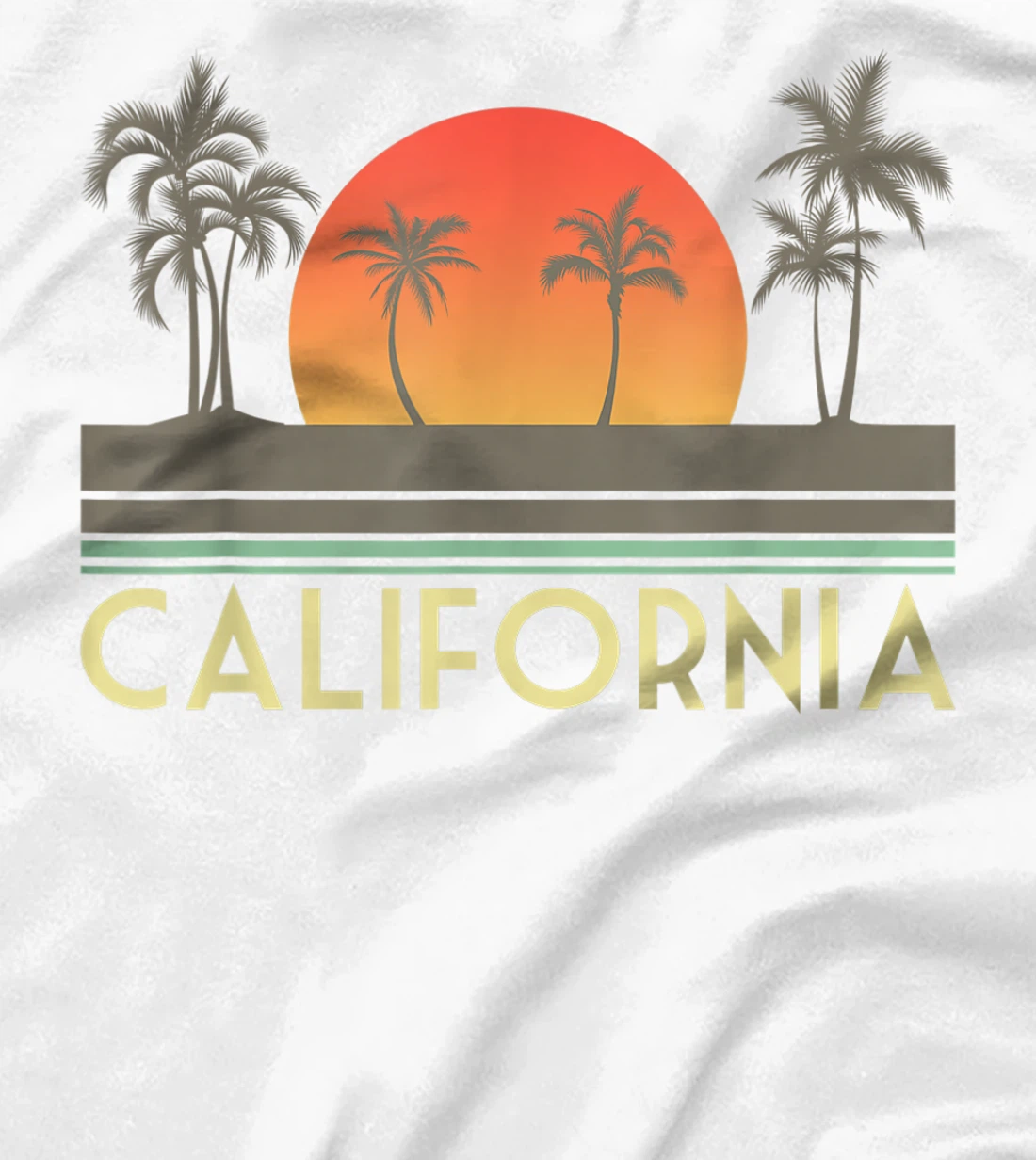 Womens Sunset Palm Trees Cali Summer Vacation Retro California T-Shirt, Kid T-Shirt and Women T-Shirt