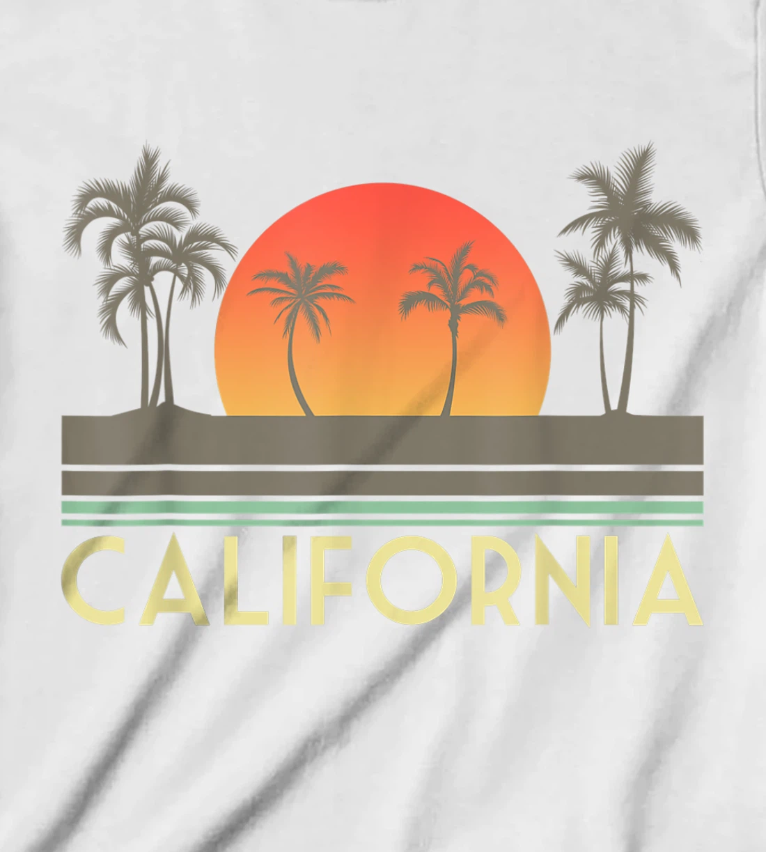 Womens Sunset Palm Trees Cali Summer Vacation Retro California T-Shirt, Kid T-Shirt and Women T-Shirt