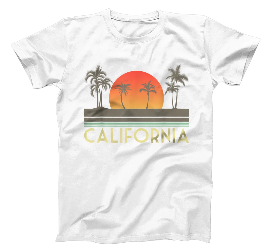 Womens Sunset Palm Trees Cali Summer Vacation Retro California T-Shirt, Kid T-Shirt and Women T-Shirt