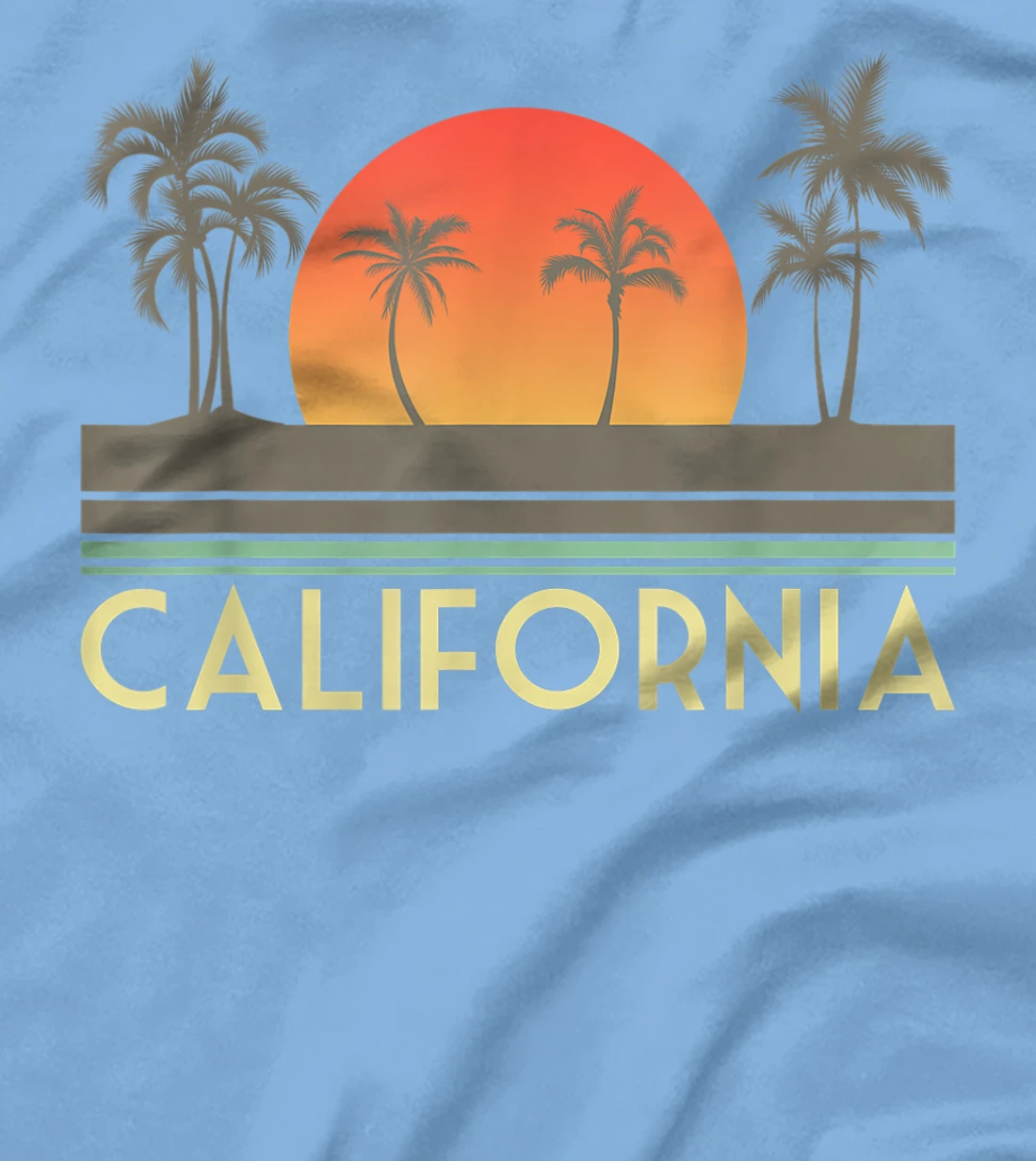 Womens Sunset Palm Trees Cali Summer Vacation Retro California T-Shirt, Kid T-Shirt and Women T-Shirt
