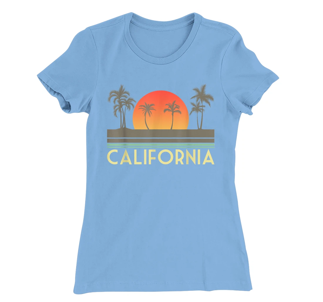 Womens Sunset Palm Trees Cali Summer Vacation Retro California T-Shirt, Kid T-Shirt and Women T-Shirt