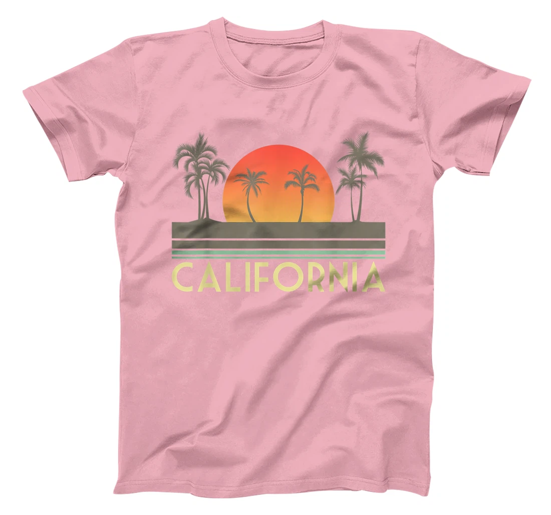 Womens Sunset Palm Trees Cali Summer Vacation Retro California T-Shirt, Kid T-Shirt and Women T-Shirt