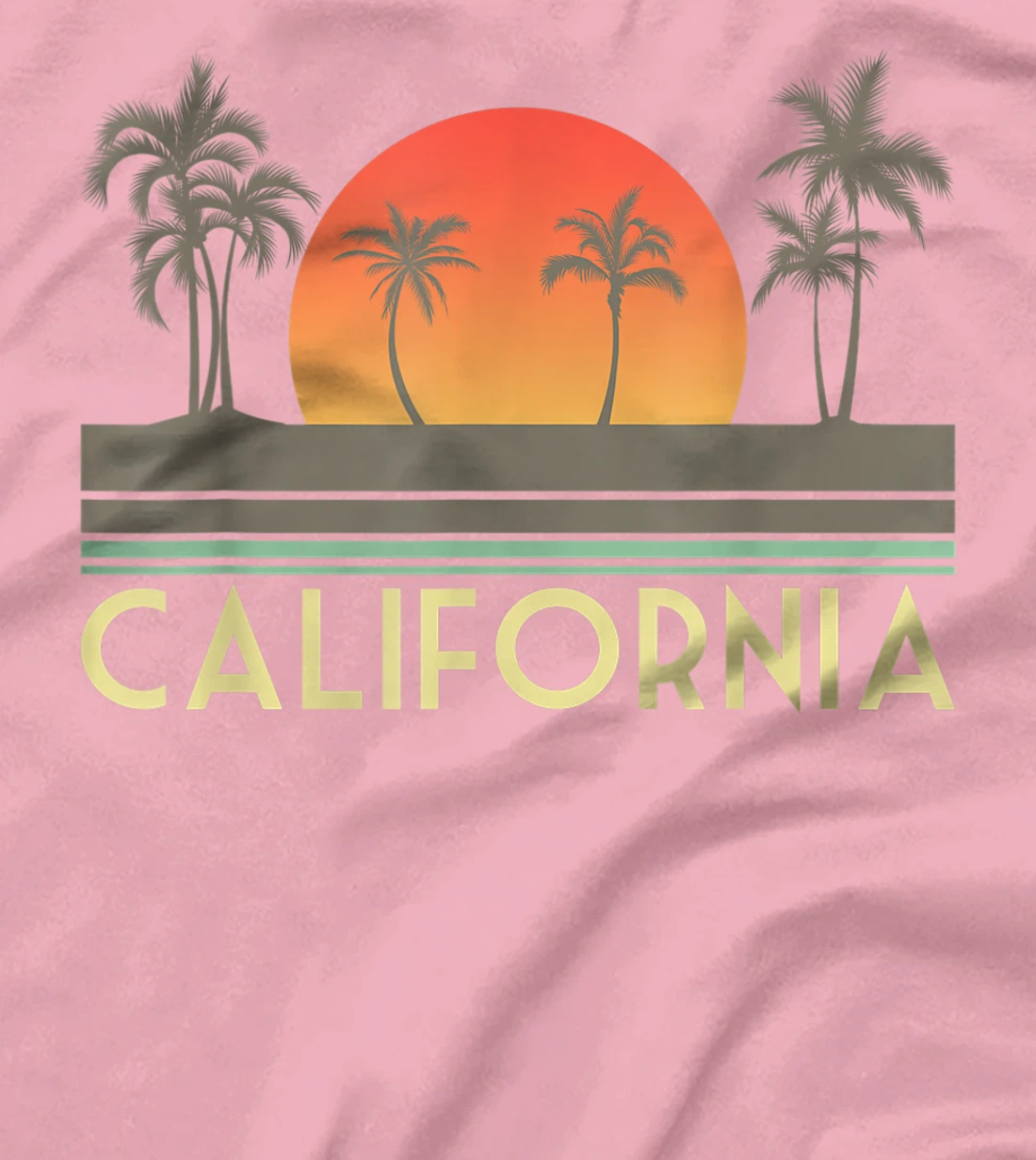 Womens Sunset Palm Trees Cali Summer Vacation Retro California T-Shirt, Kid T-Shirt and Women T-Shirt