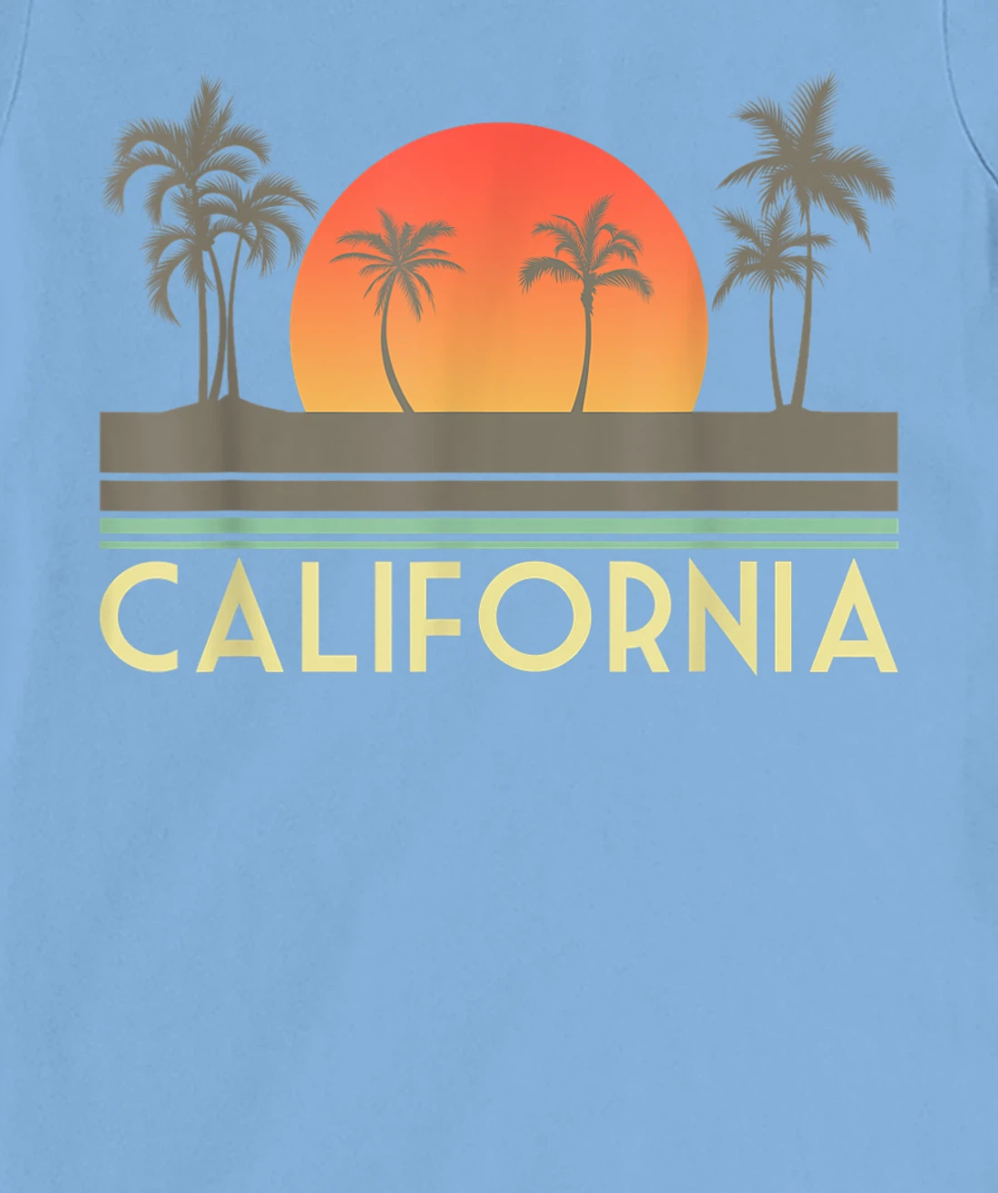 Womens Sunset Palm Trees Cali Summer Vacation Retro California T-Shirt, Kid T-Shirt and Women T-Shirt