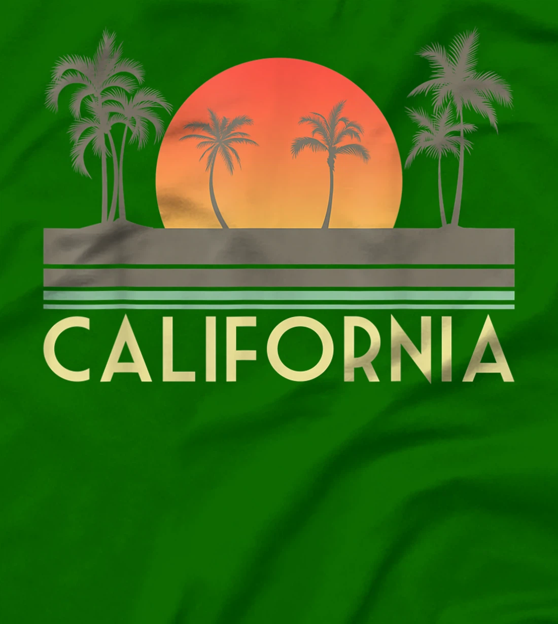 Womens Sunset Palm Trees Cali Summer Vacation Retro California T-Shirt, Kid T-Shirt and Women T-Shirt