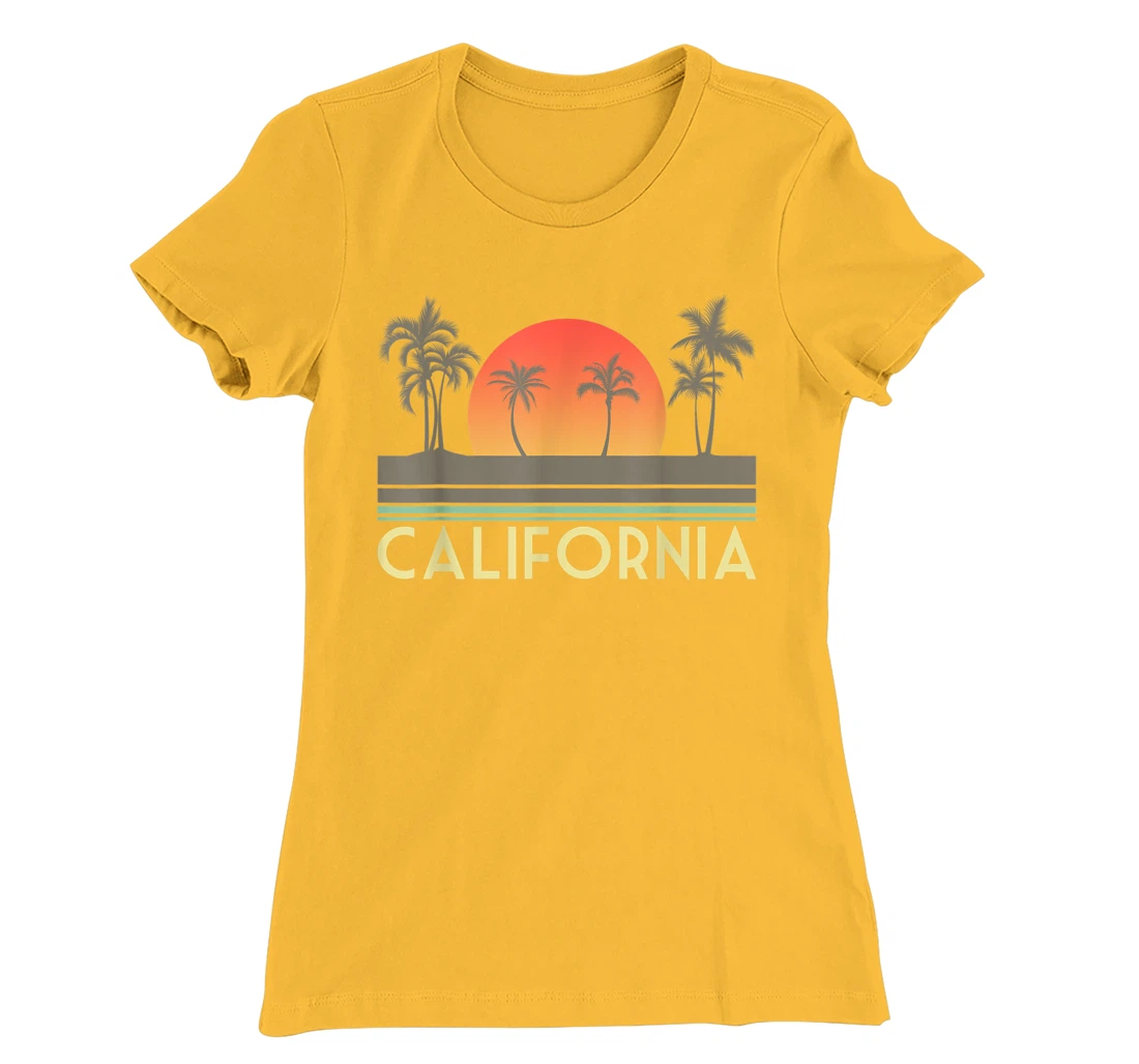 Womens Sunset Palm Trees Cali Summer Vacation Retro California T-Shirt, Kid T-Shirt and Women T-Shirt
