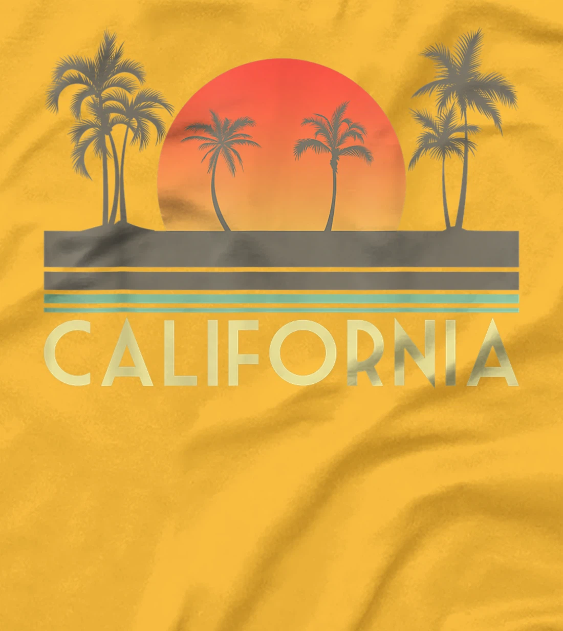 Womens Sunset Palm Trees Cali Summer Vacation Retro California T-Shirt, Kid T-Shirt and Women T-Shirt