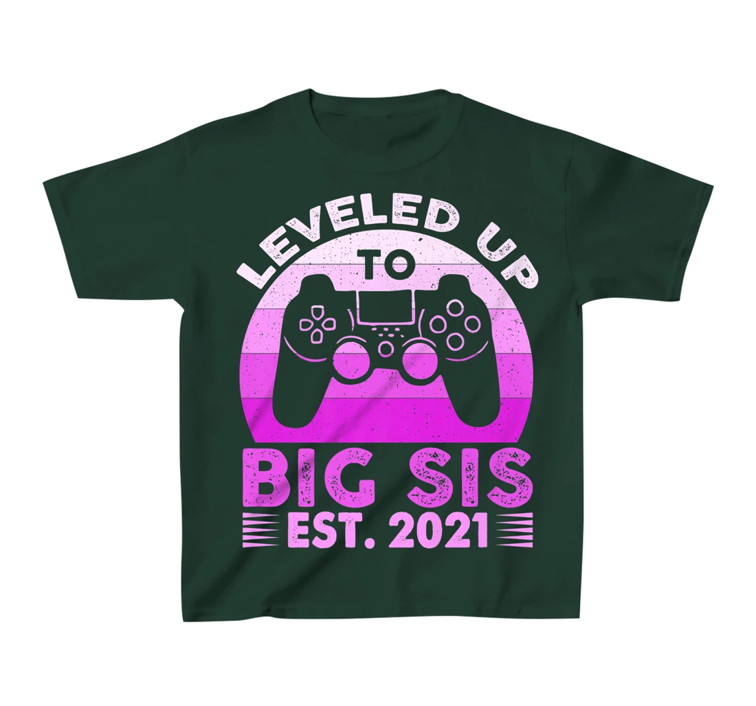 I Leveled Up To Big Sis Est 2021 Promoted To Big Sister Gift T-Shirt, Kid T-Shirt and Women T-Shirt