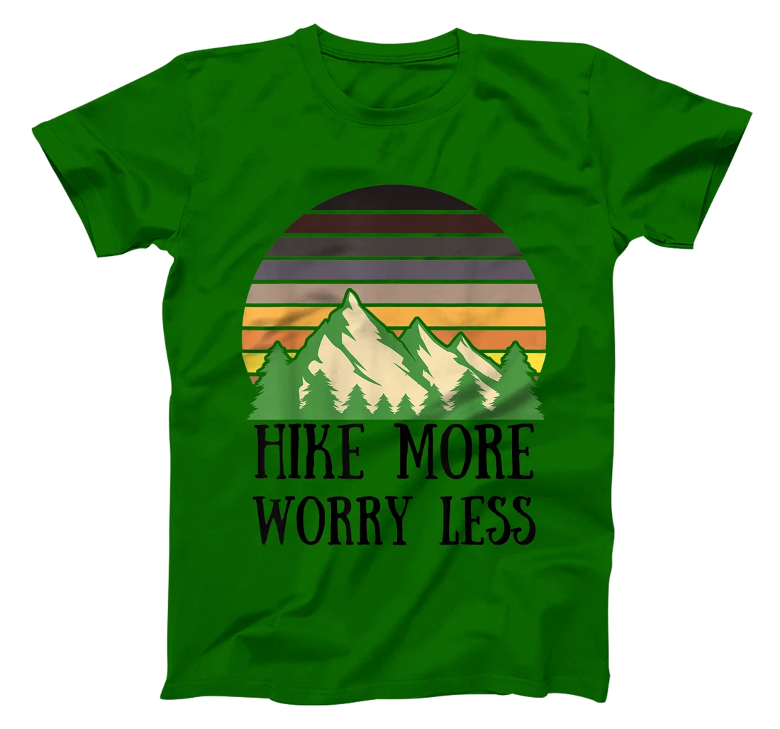 Womens Hike More Worry Less Funny Nature Lovers Hiking Mountains T-Shirt, Women T-Shirt