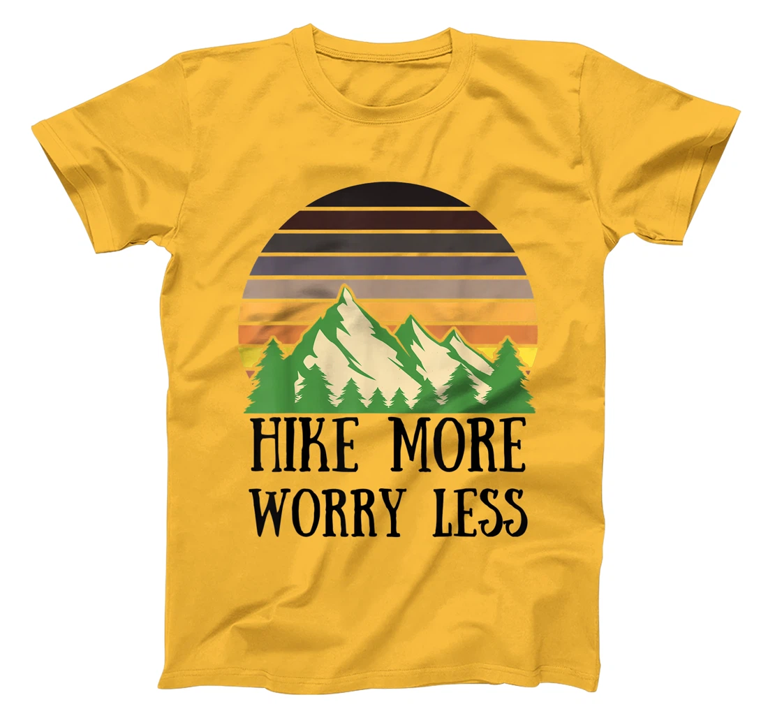 Womens Hike More Worry Less Funny Nature Lovers Hiking Mountains T-Shirt, Women T-Shirt