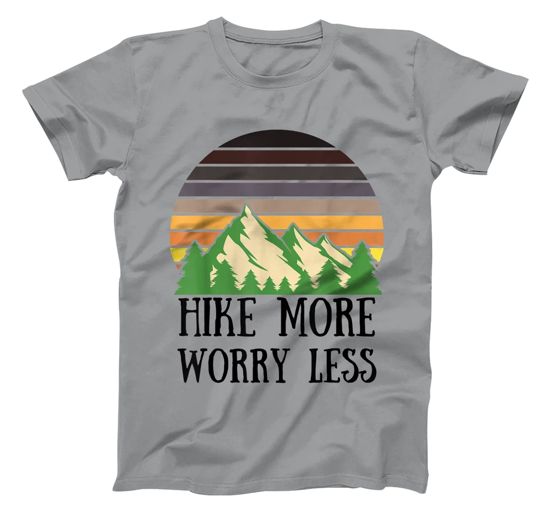 Womens Hike More Worry Less Funny Nature Lovers Hiking Mountains T-Shirt, Women T-Shirt