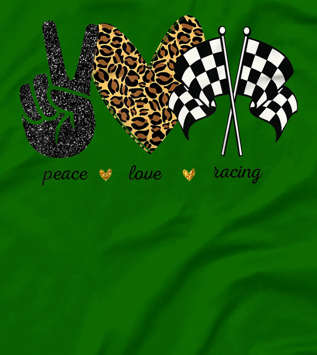Womens Peace Love Racing Leopard Racing Lovers T-Shirt, Women T-Shirt
