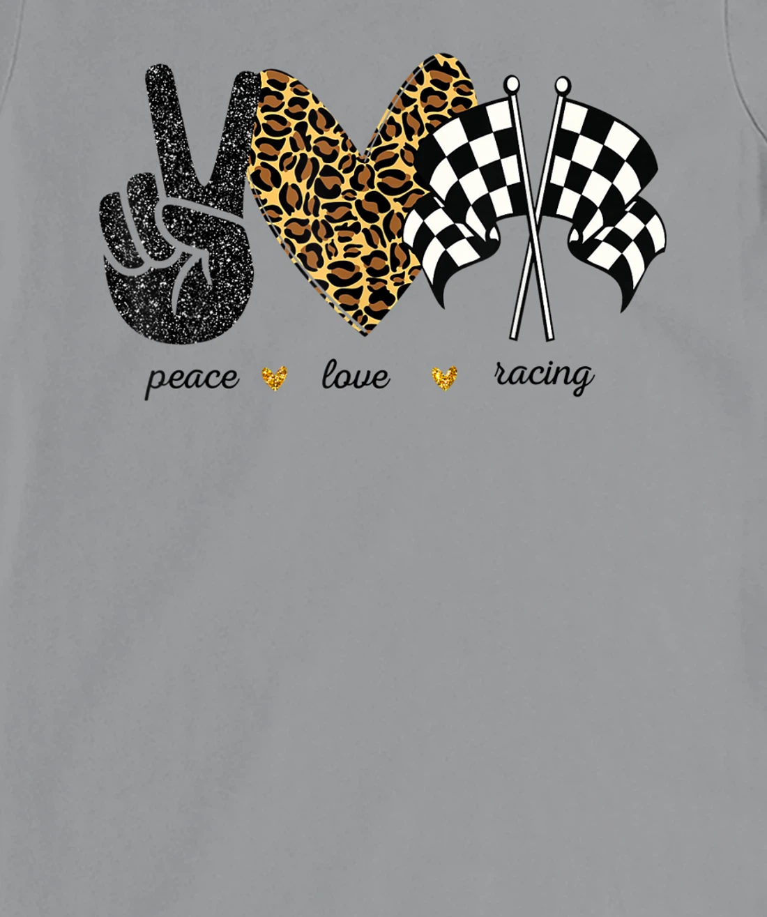 Womens Peace Love Racing Leopard Racing Lovers T-Shirt, Women T-Shirt