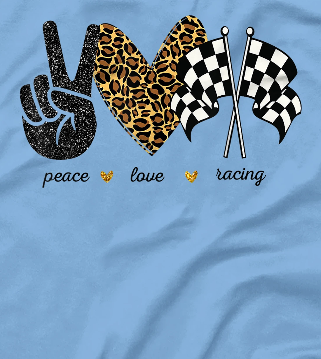 Womens Peace Love Racing Leopard Racing Lovers T-Shirt, Women T-Shirt