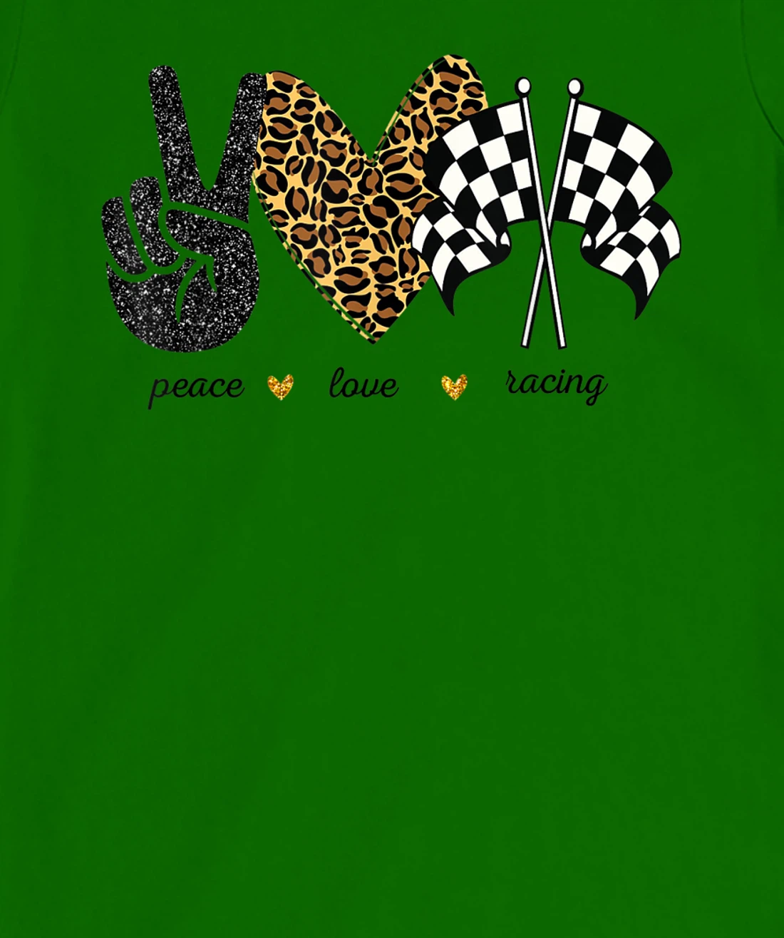 Womens Peace Love Racing Leopard Racing Lovers T-Shirt, Women T-Shirt