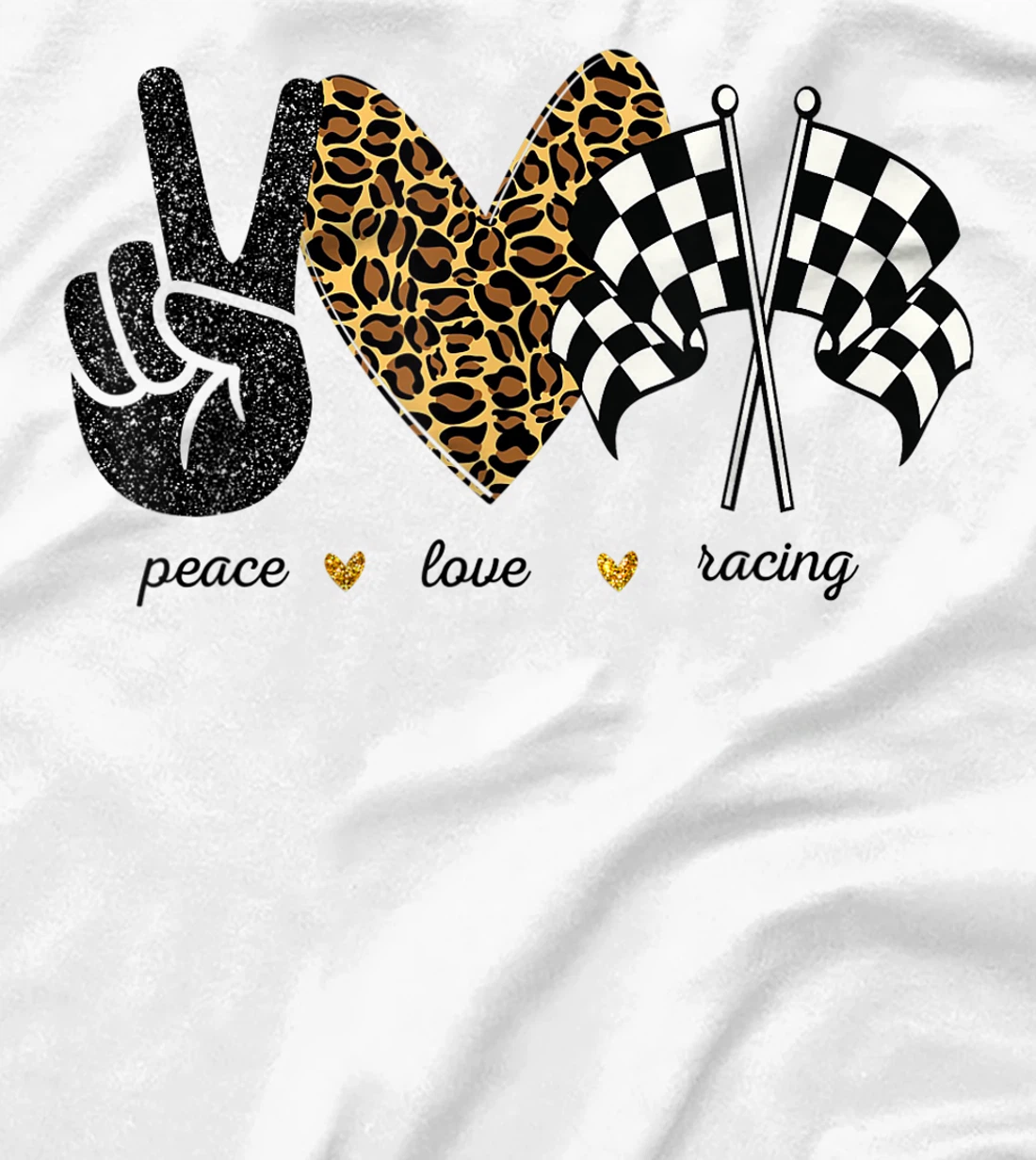 Womens Peace Love Racing Leopard Racing Lovers T-Shirt, Women T-Shirt