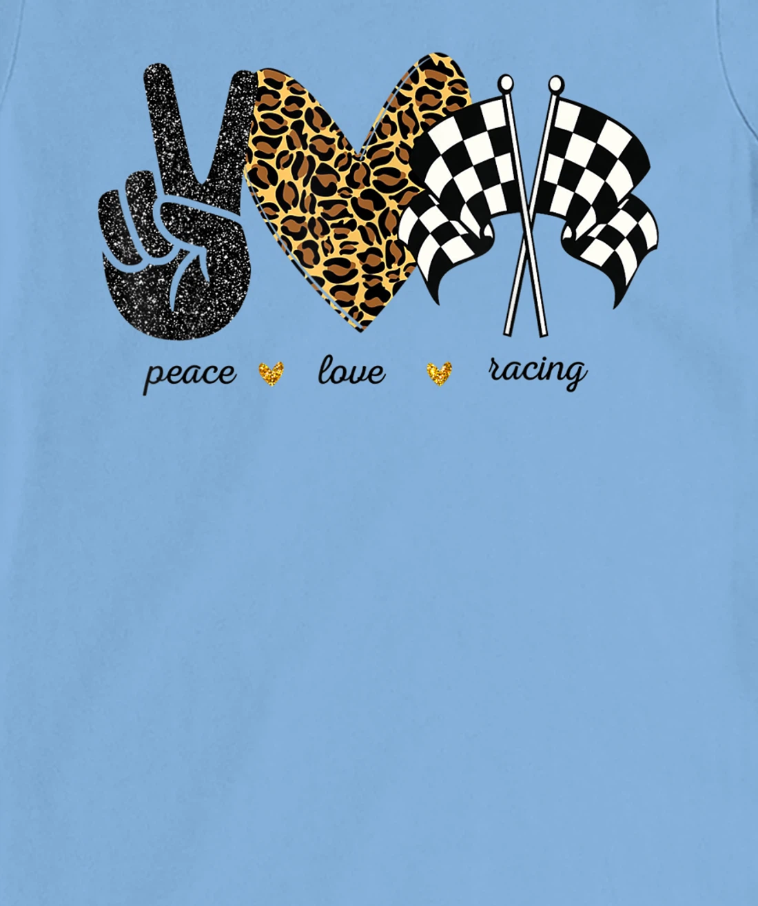 Womens Peace Love Racing Leopard Racing Lovers T-Shirt, Women T-Shirt