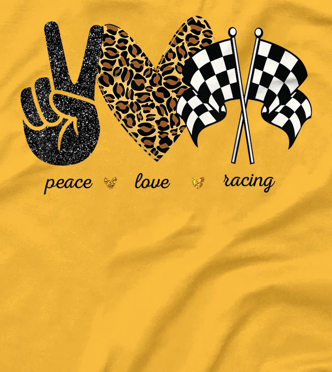 Womens Peace Love Racing Leopard Racing Lovers T-Shirt, Women T-Shirt