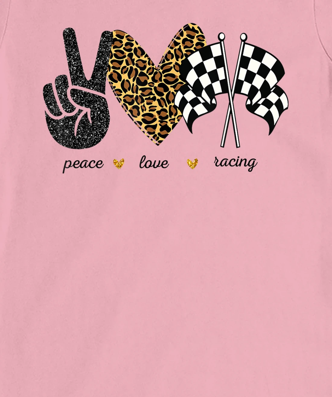 Womens Peace Love Racing Leopard Racing Lovers T-Shirt, Women T-Shirt