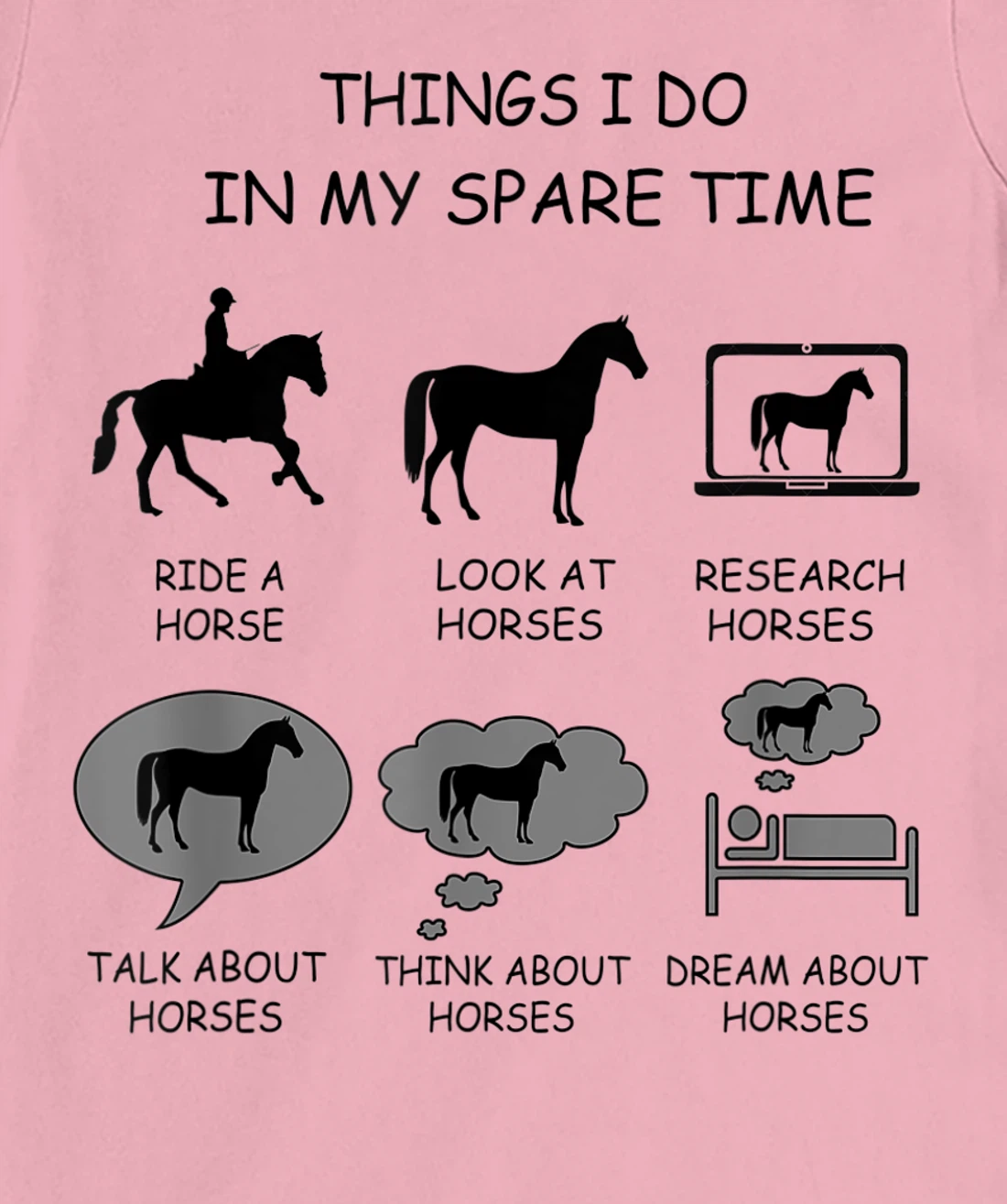 Womens Things I Do In My Spare Time, horse riding design graphic T-Shirt, Women T-Shirt