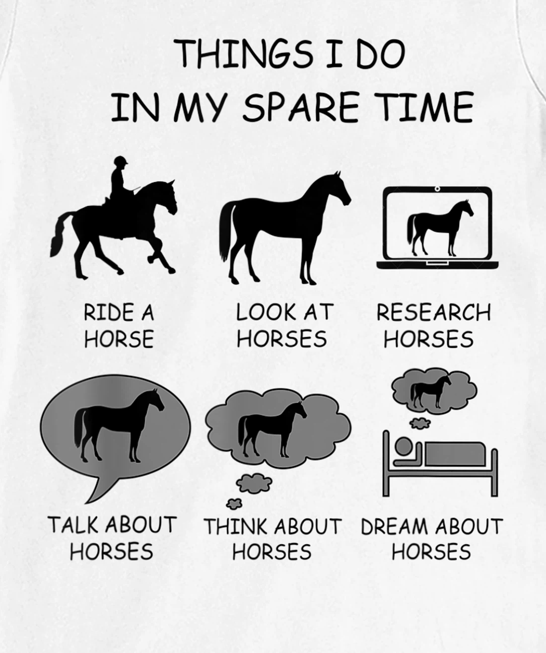 Womens Things I Do In My Spare Time, horse riding design graphic T-Shirt, Women T-Shirt