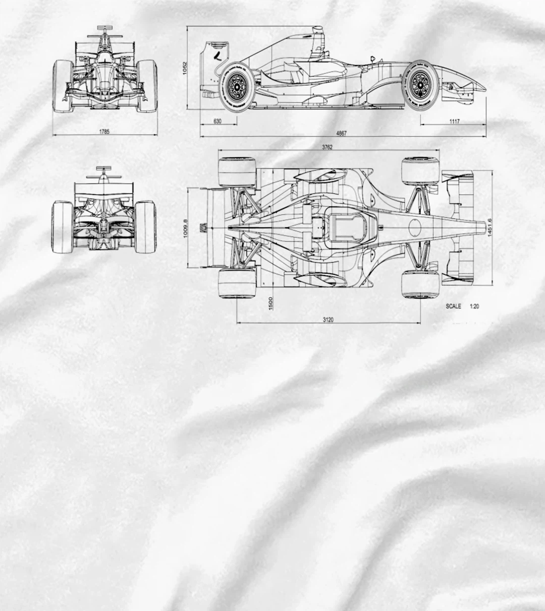 Womens Formula Racing Car draw Mechanical Engineering T-Shirt, Kid T-Shirt and Women T-Shirt