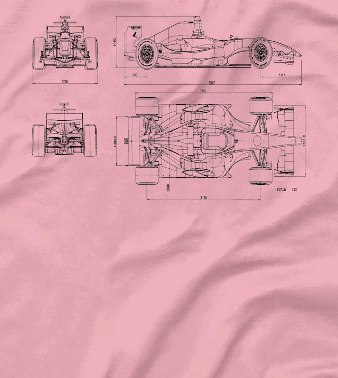 Womens Formula Racing Car draw Mechanical Engineering T-Shirt, Kid T-Shirt and Women T-Shirt