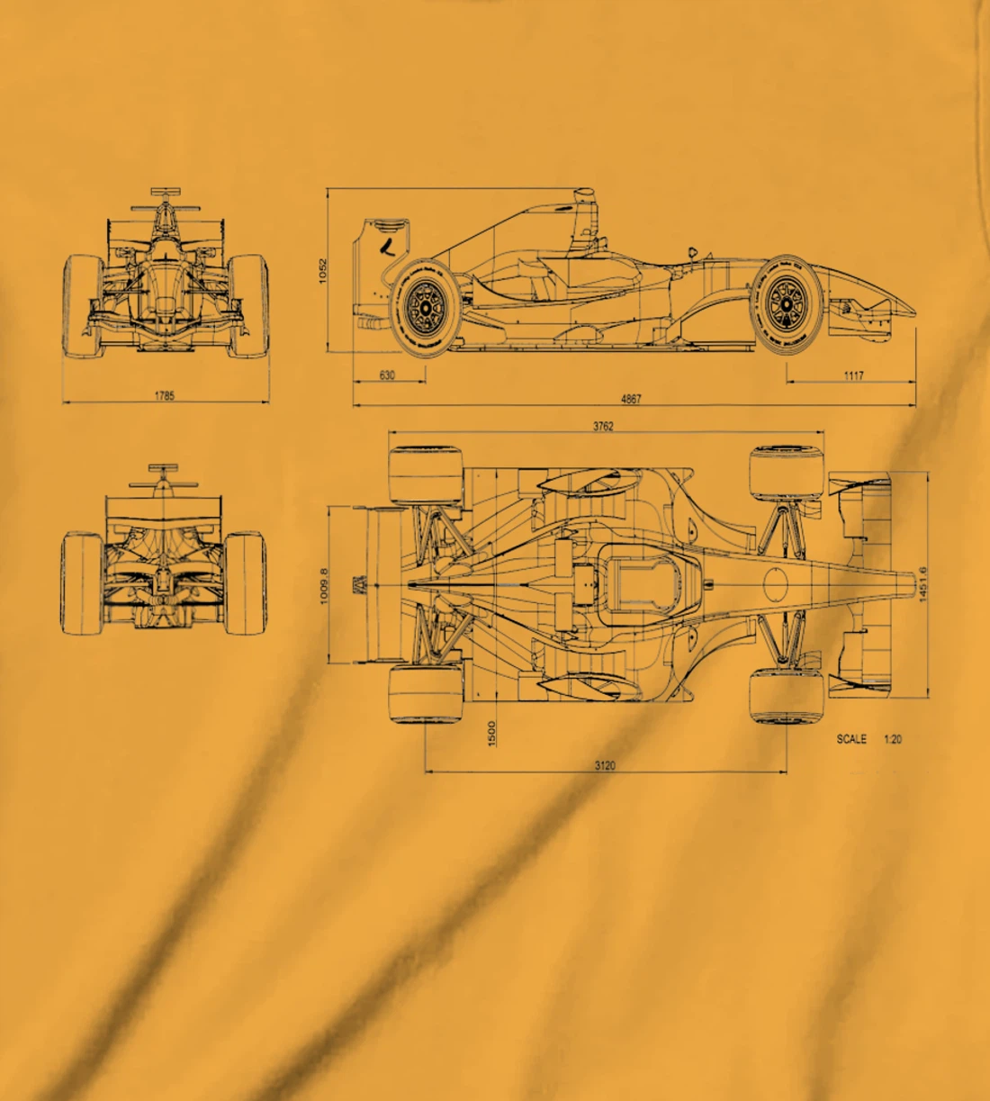 Womens Formula Racing Car draw Mechanical Engineering T-Shirt, Kid T-Shirt and Women T-Shirt
