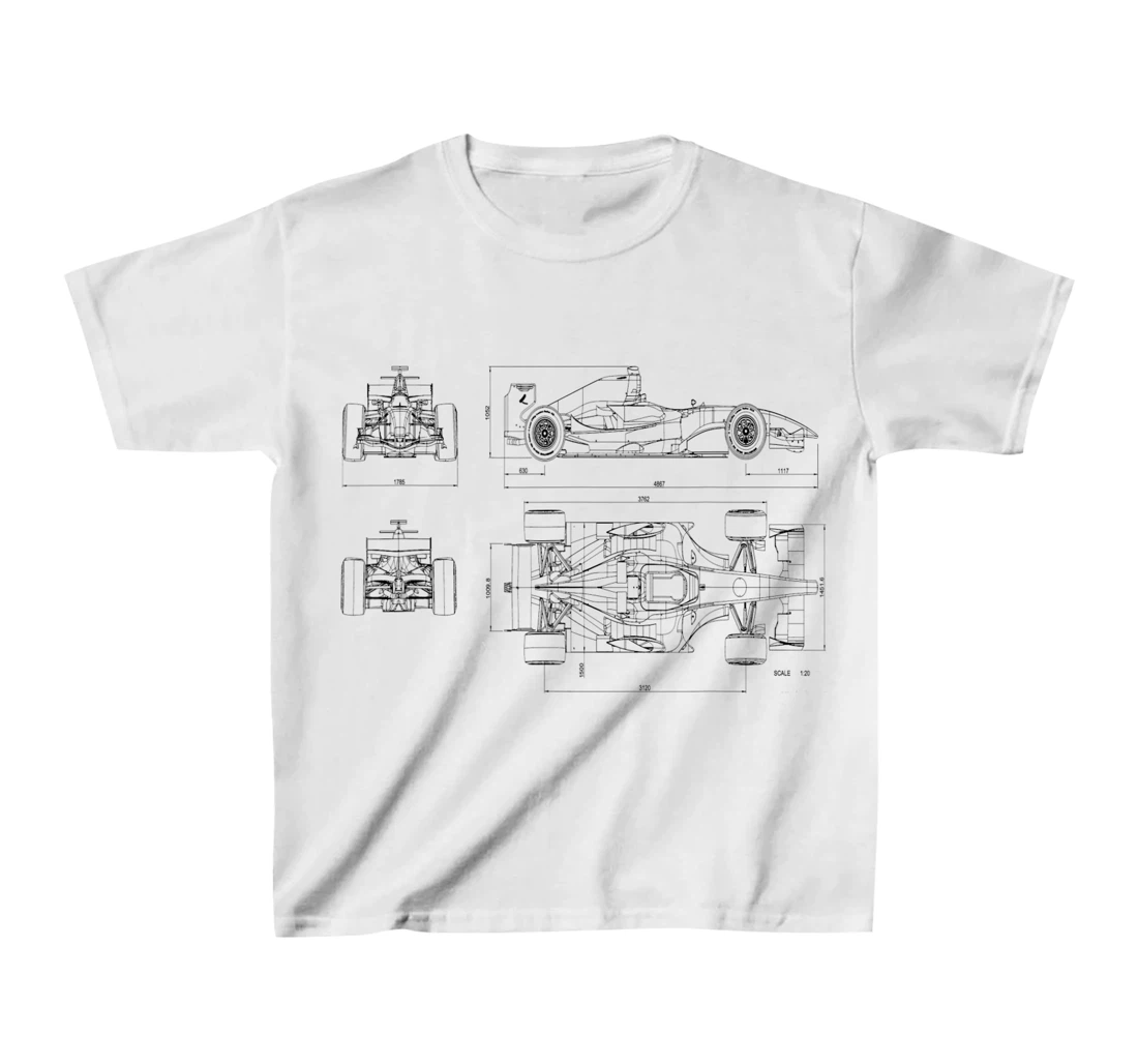 Womens Formula Racing Car draw Mechanical Engineering T-Shirt, Kid T-Shirt and Women T-Shirt
