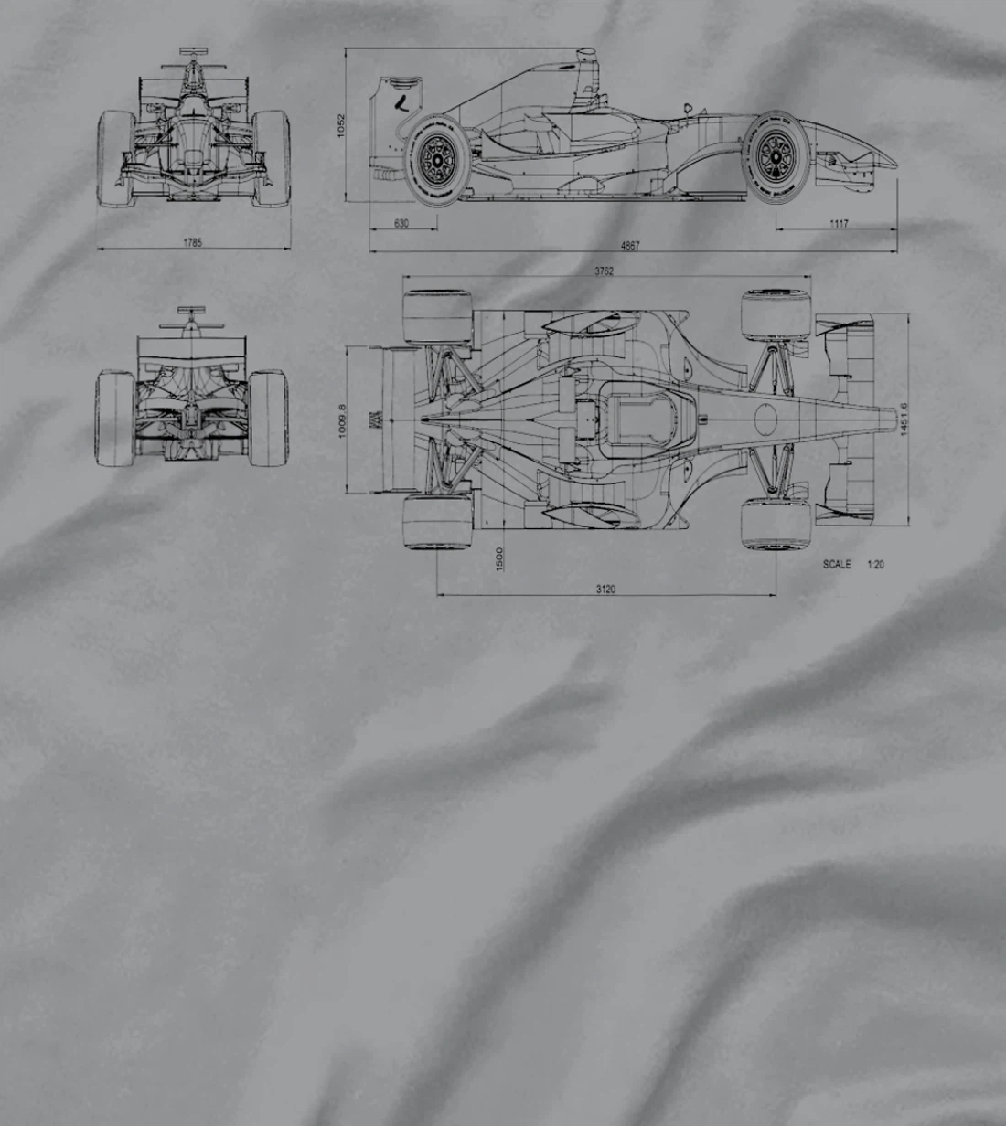 Womens Formula Racing Car draw Mechanical Engineering T-Shirt, Kid T-Shirt and Women T-Shirt