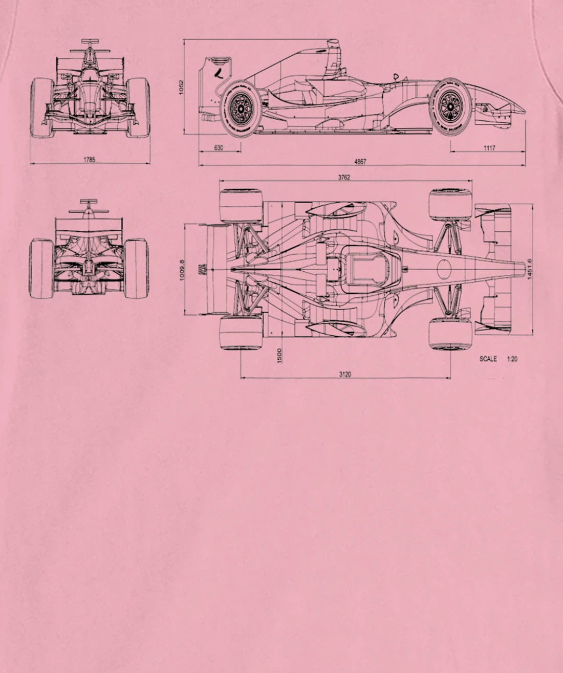 Womens Formula Racing Car draw Mechanical Engineering T-Shirt, Kid T-Shirt and Women T-Shirt