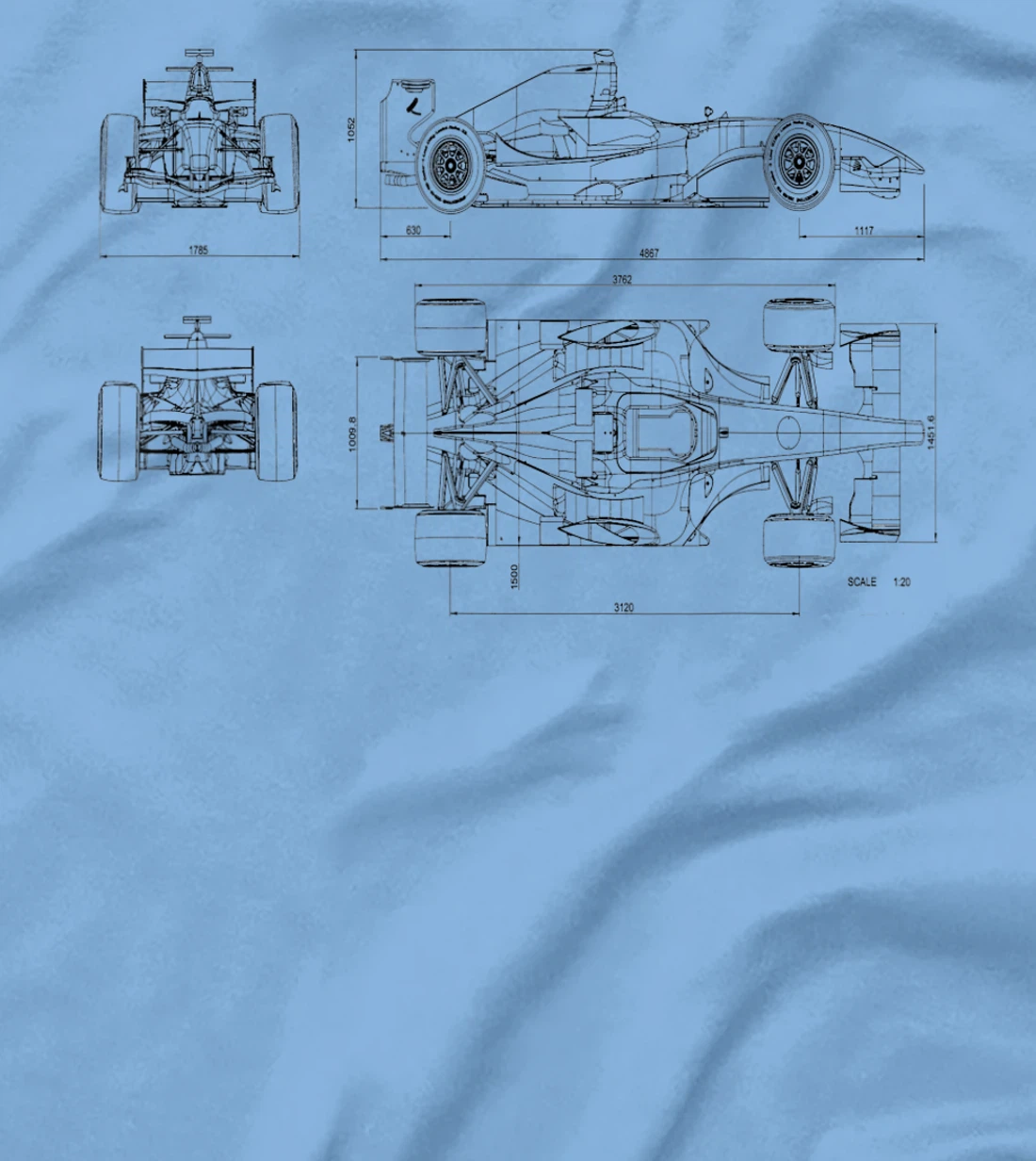 Womens Formula Racing Car draw Mechanical Engineering T-Shirt, Kid T-Shirt and Women T-Shirt